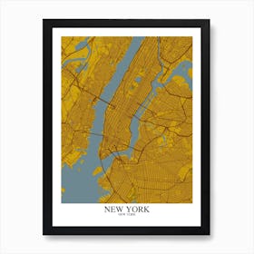 New York New York Yellow Blue Art Print