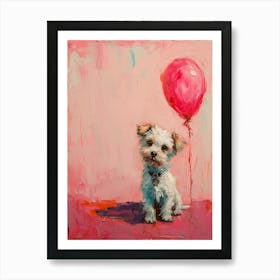 Cute Dog 4 With Balloon Art Print