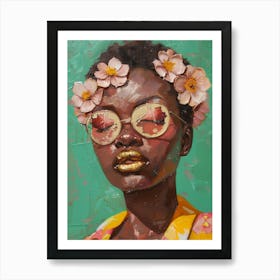 Woman With Flowers In Her Hair 6 Art Print