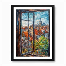 Window View Of Copenhagen Denmark Impressionism Style 2 Art Print