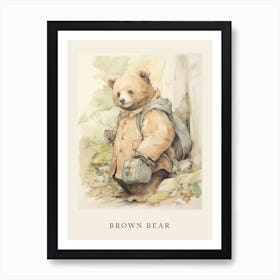 Beatrix Potter Inspired  Animal Watercolour Brown Bear 2 Art Print