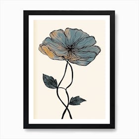 Line Art Marigold Flowers Illustration Neutral 18 Art Print