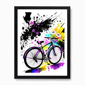 Colorful Bicycle With Splatters Art Print