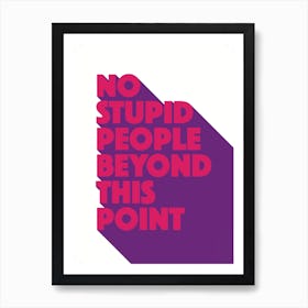 No Stupid People Beyond This Point Art Print