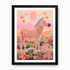 Zebra In The Wild Pink 1 Art Print