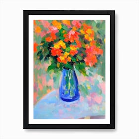 Jasmine Floral Abstract Block Colour 2 Flower Art Print