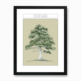 Cedar Tree Minimalistic Drawing 4 Poster Art Print