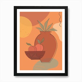 Vases, Leaves, Organic Shapes And Peaches3 Art Print