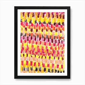 Abstract Dot and Stripes Painting with Beautiful Color Combination. Art Print