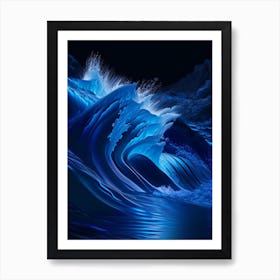 Rushing Water In Deep Blue Sea, Water, Waterscape Holographic 1 Art Print