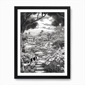 Descanso Gardens, Usa, Cats Line Art 4 Art Print