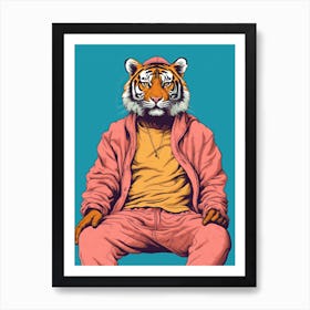 Tiger Illustrations Wearing Pyjamas 2 Art Print