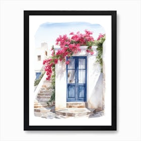 Mykonos, Greece   Mediterranean Doors Watercolour Painting 3 Art Print