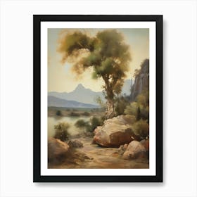 Forest Lake,Vintage Oil Painting,Farm Wall Decorations,Vintage Landscape,Vintage Landscape Oil Painting.18 Art Print