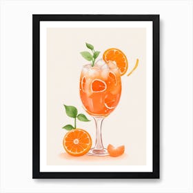 Aperol With Ice And Orange Watercolor Vertical Composition 45 Art Print