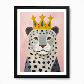 Little Snow Leopard 2 Wearing A Crown Art Print