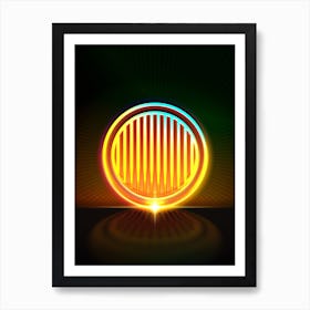 Neon Geometric Glyph in Watermelon Green and Red on Black n.0184 Art Print