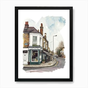 Ealing London Borough   Street Watercolour 3 Art Print