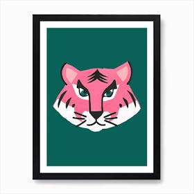 Pink Tiger Head Art Print