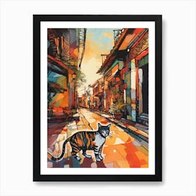 Painting Of Marrakech With A Cat Drawing 3 Art Print