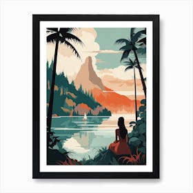 Bora Bora French, Polynesia, Bold Outlines 2 Art Print