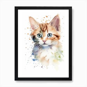 Baby Cat Kitten Watercolour Nursery 4 Art Print