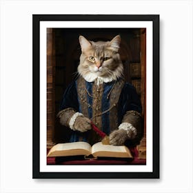 Royal librarian cat 1 Art Print