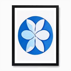 Sand Dollar Symbol Blue And White Line Drawing Art Print