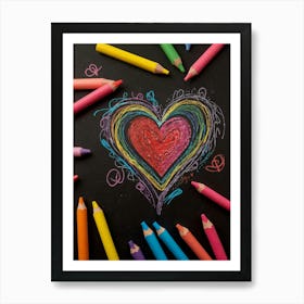 Heart With Colored Pencils 11 Art Print