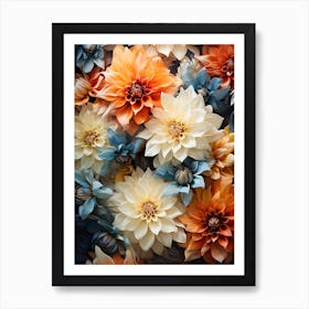 Colorful Flowers Wallpaper Art Print