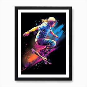 Skateboarding In San Diego, United States Gradient Illustration 2 Art Print