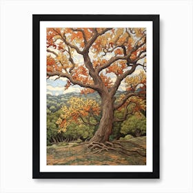 American Elm 1 Vintage Autumn Tree Print  Art Print