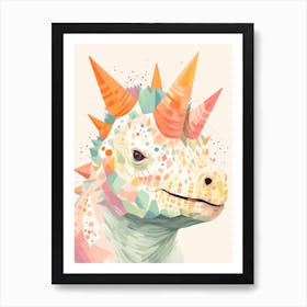 Colourful Dinosaur Pachyrhinosaurus 2 Art Print