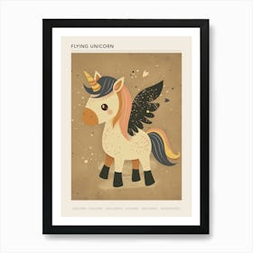 Unicorn Pegasus With Wings Cute Kids Muted Pastel 1 Poster Art Print