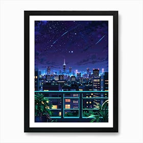 Eiffel Tower Night Sky Anime aesthetic 2 Art Print