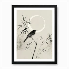 Bird Perched On Bamboo 1 Art Print