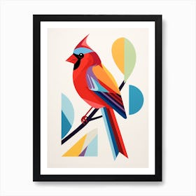 Colourful Geometric Bird Cardinal 3 Art Print