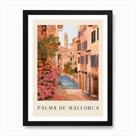 Palma De Mallorca Spain 4 Vintage Pink Travel Illustration Poster Art Print