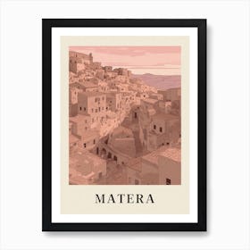 Matera Vintage Pink Italy Poster Art Print