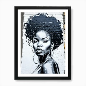 Graffiti Mural Of Beautiful Black Woman 93 Art Print