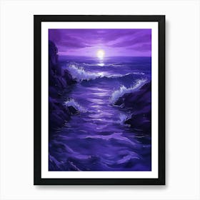 Moonlight Over The Ocean Art Print