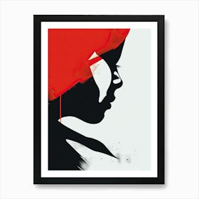 Woman With A Red Hat, Minimalism Art Print