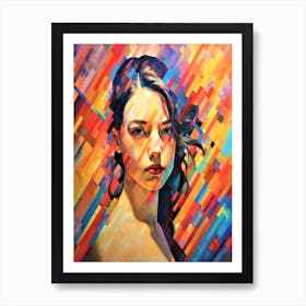 Woven Color Portrait - Abstract Portrait Of A Woman Art Print