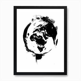 World Globe Symbol Black And White Painting Art Print