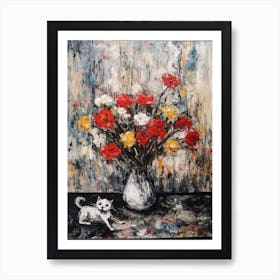 Carnation With A Cat 4 Abstract Expressionism  Art Print