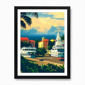 Port Of Bridgetown Barbados Vintage Poster harbour Art Print