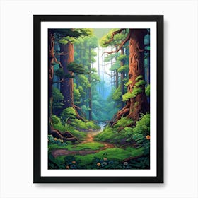 Forest Landscape Pixel Art 3 Art Print