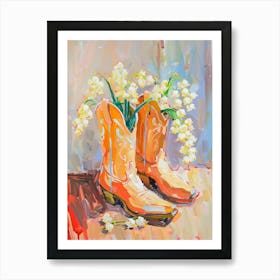 Cowboy Boots And Wildflowers Lily Of The Valley Affiche