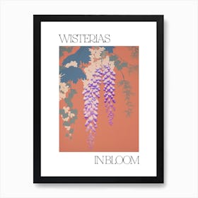 Wisterias In Bloom Flowers Bold Illustration 3 Art Print