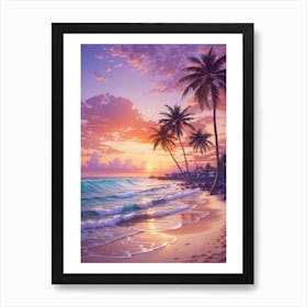 Sunset At The Beach Art Print